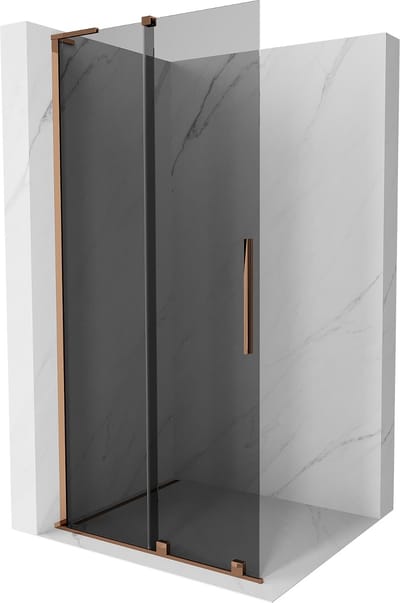 Mexen Velar L schuifbare inloopdouchewand 90 x 200 , grafiet 8 mm, roze goud - 871-090-003-43-60