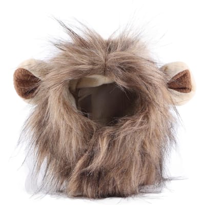 Leeuwenmanen Pruik voor Kat Op Straps Schattig Leeuwenhaar Kattenkleding Grappige Huisdier Hoofddeksels Furry Kostuums voor S black