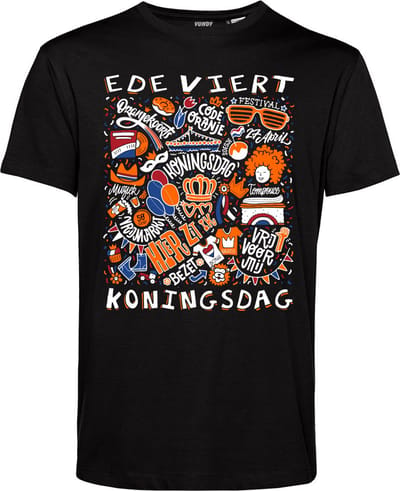 T-shirt Ede Oranjekoorts | Zwart | maat XS