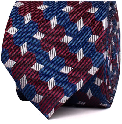 TRESANTI | ELPIDIO | Zijden stropdas geometrisch hexagon | Bordeaux rood