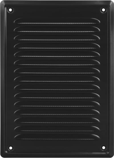 Ventilatierooster Zwart - Rechthoekig Luchtrooster - Ventilatie Rooster - Schoepenrooster - 16,5 x 23 cm Buitenzijde - incl. Gaas