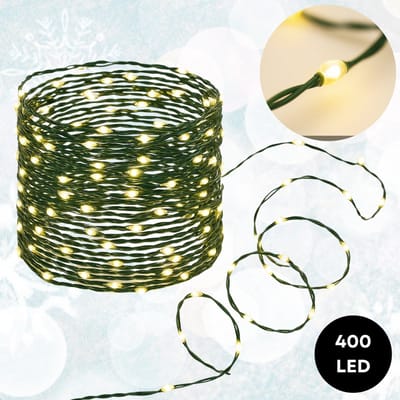 Lomera LED Verlichting - Warm Wit - Kerstverlichting Binnen en Buiten - Flexibel Snoer - 400 LED - 12 Meter Lichtsnoer - Energiezuinig - 8 Lichtfuncties - Ip44 Adapter - Kerstlampjes - Decoratieve Verlichting - Kerstboomverlichting