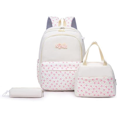 3 stuks/Set Schoolrugzak voor Meisjes Basisschool Middelbare School Tassen Leerling Roze Rugzak Kinderen Boekentas Lunchtas Etui Set