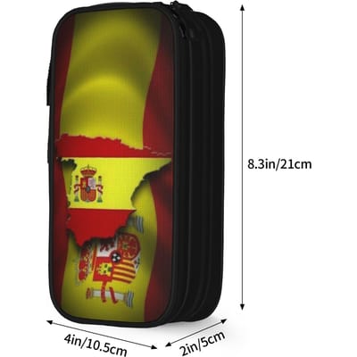 Klassieke Spaanse Vlag Etui Etuis Pennenhouder voor Meisje Jongen Grote Capaciteit Tas Schoolbenodigdheden Cadeau Schrijfwaren (as the picture,M)