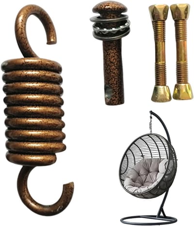 Verandaschommel Veren - Ophangveer Set - Hangmat Ophangen - Roestvrij Staal - 20 x 10 x 5 cm - Koffie