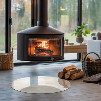 Coloray Vloerplaat Houtkachel - Vloerplaat voor Houtkachel - 70 cm x 70 cm - Vloerplaat Open Haard - Romig Vloerplaat Kachel - Onderplaat Voor Houtkachel - Plaat voor Onder Kachel - Kachel Vloerplaat - Verwarmingsaccessoires