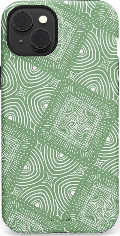 Casetastic Hoesje Geschikt voor Apple iPhone 15 Plus Magsafe - Stijlvolle Beschermende Duo-layer Case - Groene Mandala