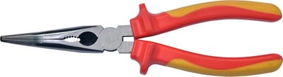 SW-Stahl 41910L VDE-bektang gebogen 200 mm I 1000V-bektang fijntechniek I volgens DIN EN/IEC 60900 Elektriciens-bektang I punttelefoontang met 2-componentengreep