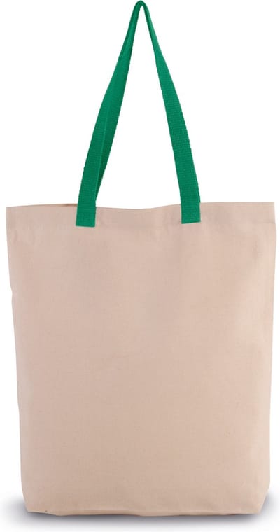 Kimood Shopper met plooi en contrasterend hengsel KI0278 - Natural / Kelly Green - One size