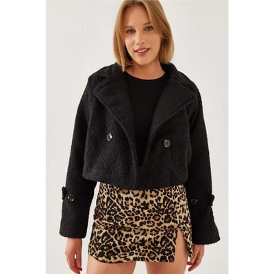 Dubbelzijdige Faux Fur Boxy Crop Jacket