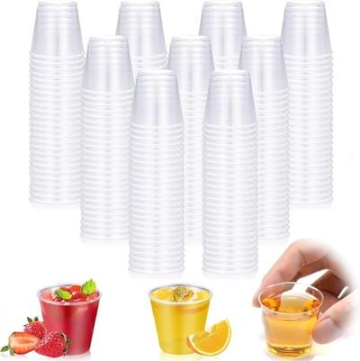 300 stuks borrelglaasjes plastic 5 cl/50 ml borrelbekers, plastic, herbruikbare borrelbekers, transparant, kleine plastic bekers voor proeverijen, feesten, banket, verjaardag