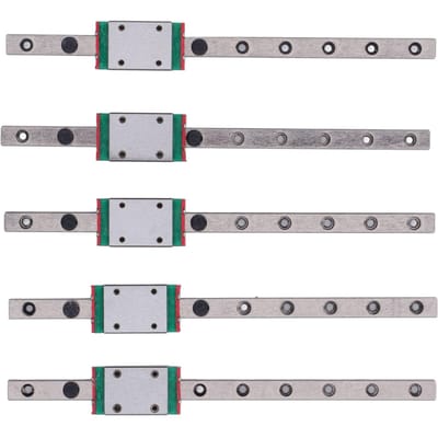 5PCS MGN7 Rail de Guidage Linéaire Acier à Roulement Rail de Guidage avec Bloc Coulissant Accessoires Imprimante 3D gray