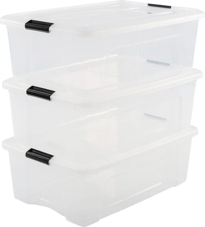 IRIS Topbox Opbergbox - 30L - Kunststof - Transparant - Set van 3