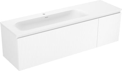 Mexen Rivel badkamerkast 160 cm met wastafel Vela links, 1S, 1D, gegroefd, wit mat - 91A23-16047-3-BBFF01-W23L01