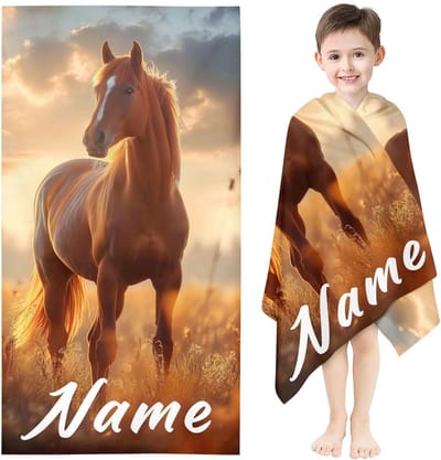 Strandlaken Paard - Gepersonaliseerde handdoek - Zomerse uitstapjes - Zandafstotend materiaal - 100x200 cm - Gekleurd