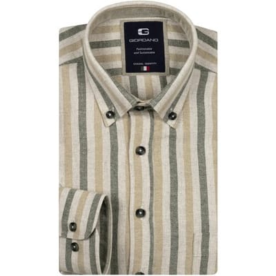 Giordano Overhemd Brando Soft Mélange Flanel Stripe Herringbone Groen / male