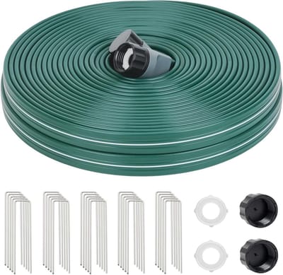 Sprinkler Soaker slang 22,9 m voor tuingazon, bewateringsslang met gaten, zeer efficiënt waterbesparend tuinirrigatiesysteem, druppelslangsproeier