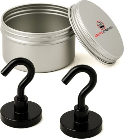 Brute Strength - Super sterke magnetische ophanghaakjes - Zwart - 32 mm - 2 stuks - Ophanghaken - Magneet haakjes - Haak magneten - Sterk magneetjes