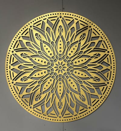 Wanddecoratie mandala - Muurdecoratie - Mandala - 60 x 60cm - Muurcirkel - Wanddecoratie hout - Modern - Goud
