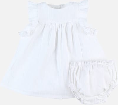 Jurk + bloomer set met bloemenprint, ecru