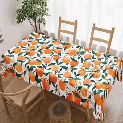 Rechthoekige Tafelkleed met Oranje Fruitpatroon voor Tafeldecoratie Picknickfeest Waterdicht Herbruikbaar Tafelkleed voor Tafels Keuken Eetkamer 100x160cm