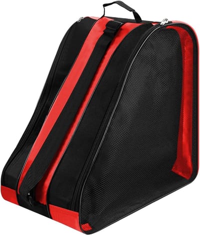 Schaatsen Tas - Schoenen Opbergtas - Sport Gear - Ademende Netvakken - 38 x 28 x 40cm - Rood