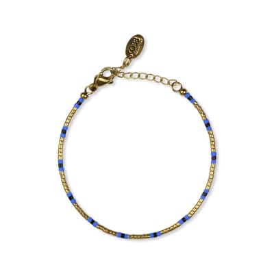 CO88 Collcetion 8CB-91162 Kralenarmband met Miyuki Kralen - 16+3cm - Donker blauw - Goudkleurig
