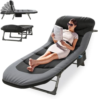 Dailygoods- Veldbed XXL - Inklapbaar - Veldbed met Matras - Lichtgewicht - Verstelbare Hoek - Draagkracht 150 kg - Voor Outdoor en Camping - Opvouwbed