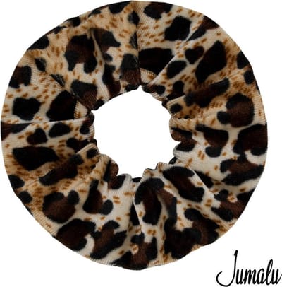 Jumalu Scrunchie Velvet Panterprint – Haarelastiek – Haarwokkel – Zacht Fluweel – Ø 10 cm – 1 Stuk