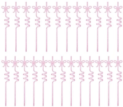 Dailygoods- Rietjes 25 stuks - Roze Herbruikbare Spiraalrietjes - Elegant met Strik - Voor Verjaardagsfeesten/Bruiloften - PETG Materiaal - Drinkrietjes