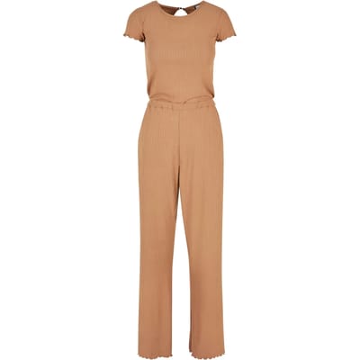 Urban Classics - Rib Wid Leg Jumpsuit - XS - Bruin