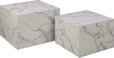 Bendt Salontafel 'Flavian' Set van 2 stuks, Marmerlook, kleur Wit