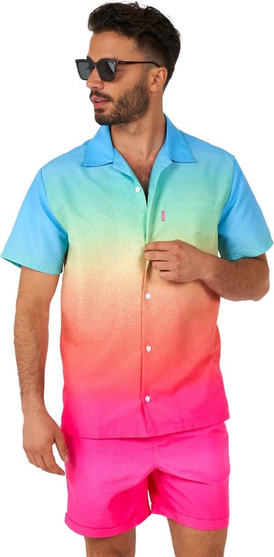 OppoSuits Funky Fade Summer Combo - Heren Zomer Set - Bevat Shirt En Shorts - Zwem Pride Regenboog Kleding - Multi Color - Maat M