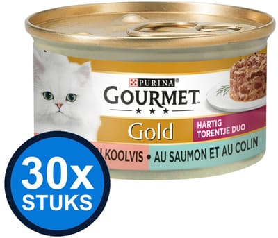 30x Gourmet - Gold Hartig Torentje Zalm - Kattenvoer Natvoer - 85g