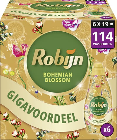 Robijn - Vloeibaar Wasmiddel - Klein & Krachtig - Color Bohemian Blossom - 6 flessen x 114 wasbeurten - Voordeelverpakking