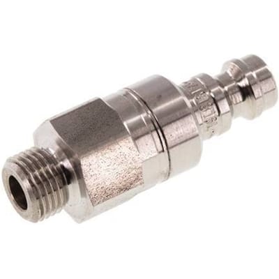 RVS 306L DN 5 Luchtkoppeling Insteeknippel G 1/8 inch Buitendraad Double Shut-Off - CLP5-M-SSL-SV-P-018