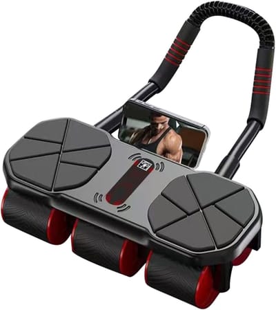 Buikspierroller - Core trainer - Thuis trainen - Automatische terugslag - 36x42x22cm - Rood zwart