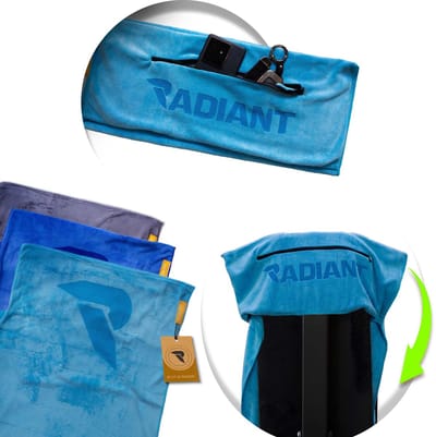Radiant Sporthanddoek met Ritsvak - Fitness Handdoek - Antislip & Sneldrogend Microvezel - Blijft Hangen op Fitnessbank - 50x100 cm - Baby Blauw