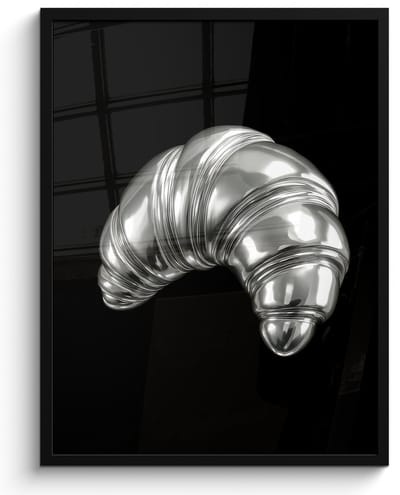 Poster in lijst - Fotolijst 60x80 cm - Posters - Croissant - Metaal - Zilver - Posterlijst zwart - Decoratie - Wanddecoratie woonkamer - Muurdecoratie slaapkamer