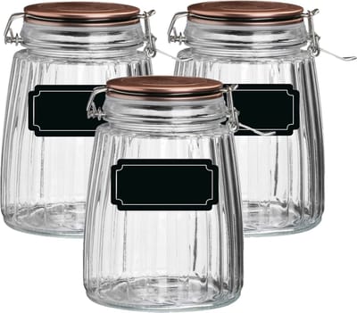 Weckpot/inmaakpot - 4x - 1.5L - glas - met beugelsluiting - incl. etiketten