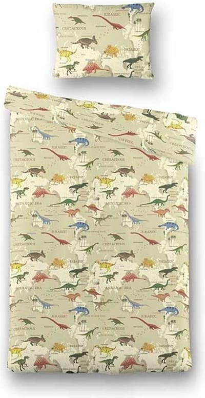 Dekbed-Discounter - Fresh and Co Kids Dekbedovertrek 140 x 200 cm - Verkoelend Polykatoen - Korte instopstrook - Wassen op 40 graden - Inclusief 1 kussensloop - Dino Adventure