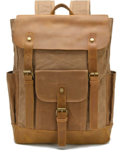 DE LAMASSU® Laptop Rugzak 15,6 Inch – Canvas Rugtas met Laptopvak – Waterafstotende Backpack – Rugzak voor Werk, School en Reizen – Unisex