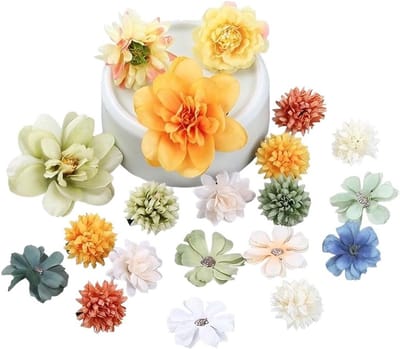 Handgemaakte Kunstbloemen Set van 20, Realistische DIY Bloemen voor Bruiloftdecoraties, Hoofdbanden en Hoedversieringen