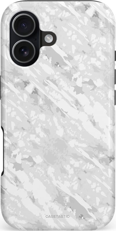 Casetastic hoesje geschikt voor Apple iPhone 17 - MagSafe - Dubbellaagse bescherming - Winterse Camouflage - Fashion Case - Lichtgrijs Wit
