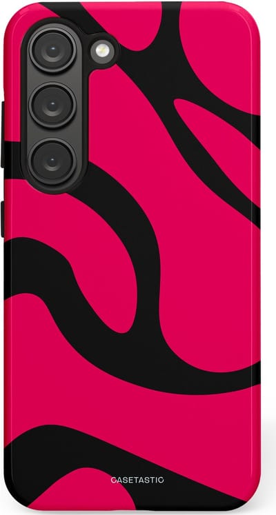 Casetastic hoesje geschikt voor Samsung Galaxy S23 - Dubbellaagse bescherming - Zwart Roze Mamba Golven - Fashion Case - Roze Zwart