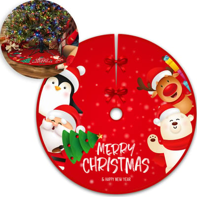 Kerstboomrok Kerstkleed Kerstboomkleed Kerstversiering Kerstdecoratie Kleed Kerst Decoratie Merry Christmas Rood - 90cm