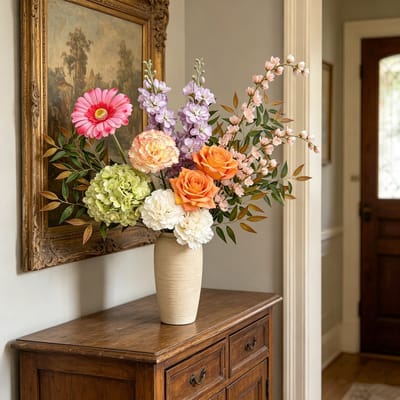 Sogiol® Kunstbloemen -Zijden bloemen boeket - Onderhoudsvrij - Herbruikbaar - Inclusief vaas - Geschikt voor binnen- Valentijnsdagcadeau