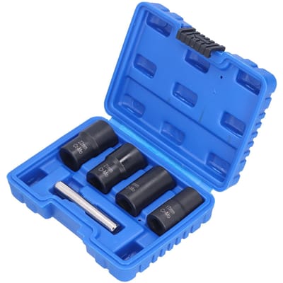 Jeu de 5 douilles pour écrous de roue Pratique Efficace Haute Dureté Durable Jeu de douilles torsadées pour Écrous Usés Rouillés blue