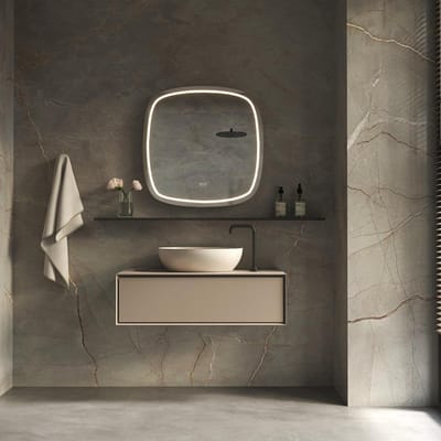 HIPP Design Phantom Deens Ovale LED spiegel - 60 x 60 cm - Directe en Indirecte LED - Spiegelverwarming - Kleurenwissel - Touch Dimmer