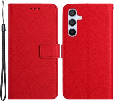 Coverup Hoesje - Geschikt voor Samsung Galaxy S24 Plus Hoesje - Coverup Rhombus Book Case - Rood